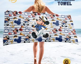 Toalla de playa personalizada de Disney Cruise, Mickey Mouse náutico