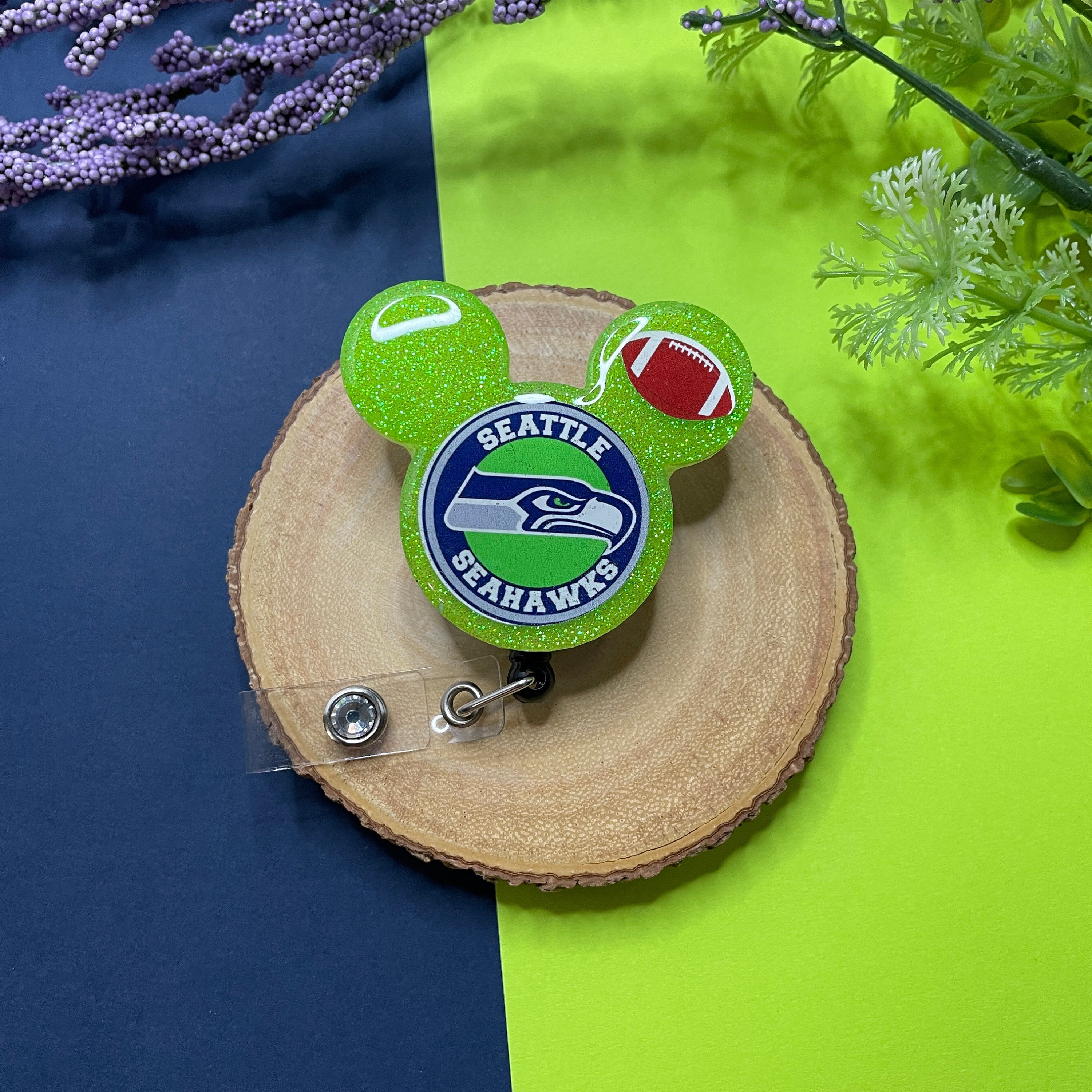 Seattle Seahawks Badge Reel / Glitter Badge Holder / Custom Badge Reel /  Glitter Badge Reel 