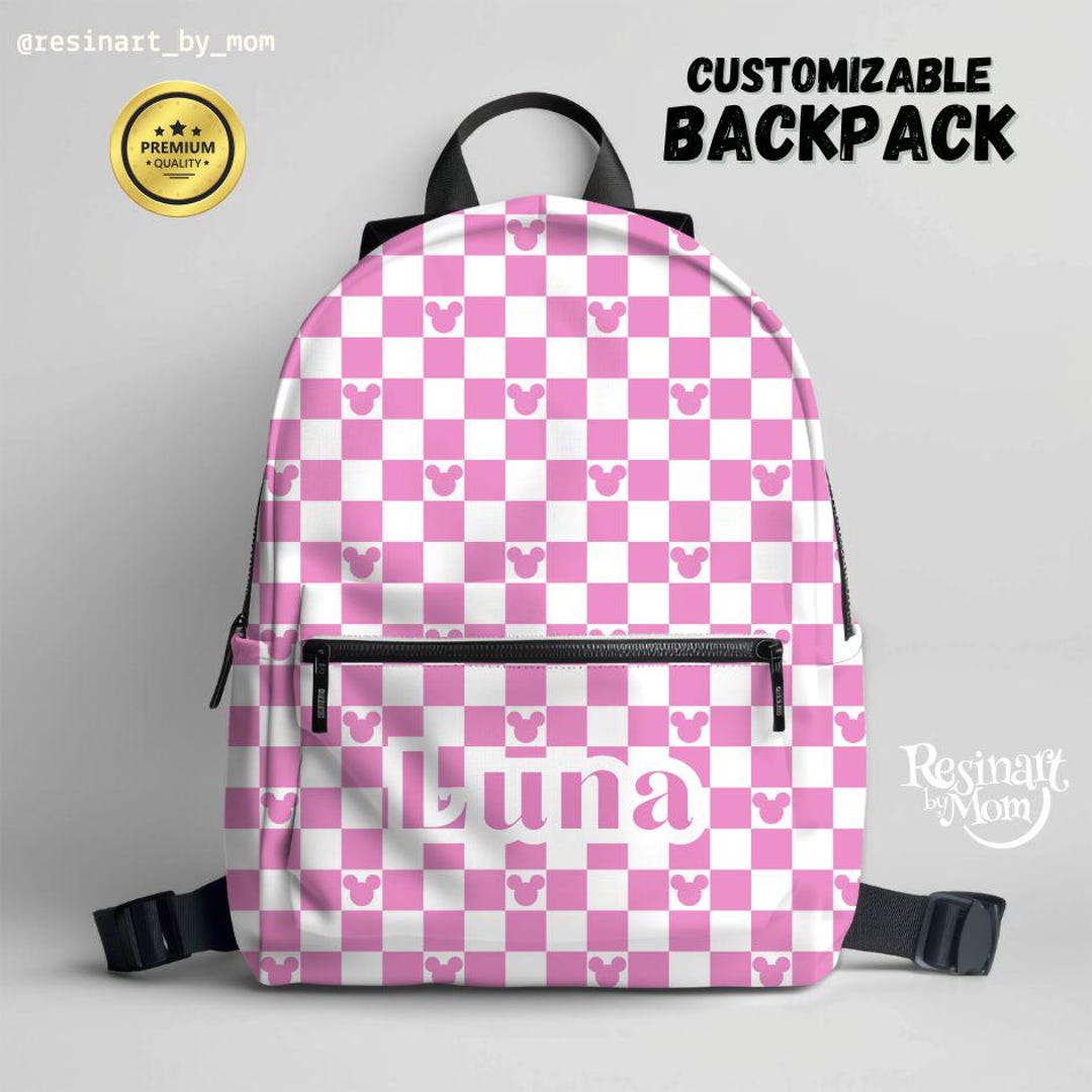 Disney Mickey Mouse Pink Checkered Backpack with Mouse Ears Design Disney Mickey Mouse Adult Pink Checkered 16.5 main image 4