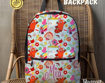 Mochila roja: Mochila escolar personalizada de Mei Lee con el panda rojo