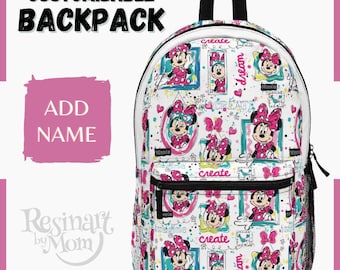 Minnie Mouse Backpack, Disney School Bag, Customizable Backpack