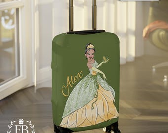 Princess Tiana Luggage Cover | Princess Travel Accessories | Disney Inspired Luggage Protector | Cute Travel Gift