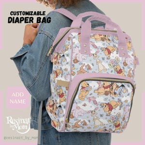 Personalized Bear themed Diaper Bag – Custom Name Baby Bag with Woodland Friends, Neutral Baby Shower Gift, Custom Baby Diaper Bag