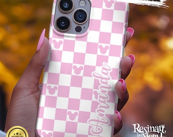 Mouse Checkered Phone Case, Retro Disney Cover for iPhone & Samsung