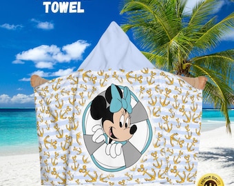 Disney Cruise strandhandduk med huva, personlig sommarhandduk för barn