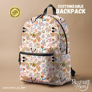 Disney Floral Backpack, Mouse Backpack for kids, Disney Backpack, Disney Park Bag, Disney School Bag, Customizable Backpack, Kids Backpack