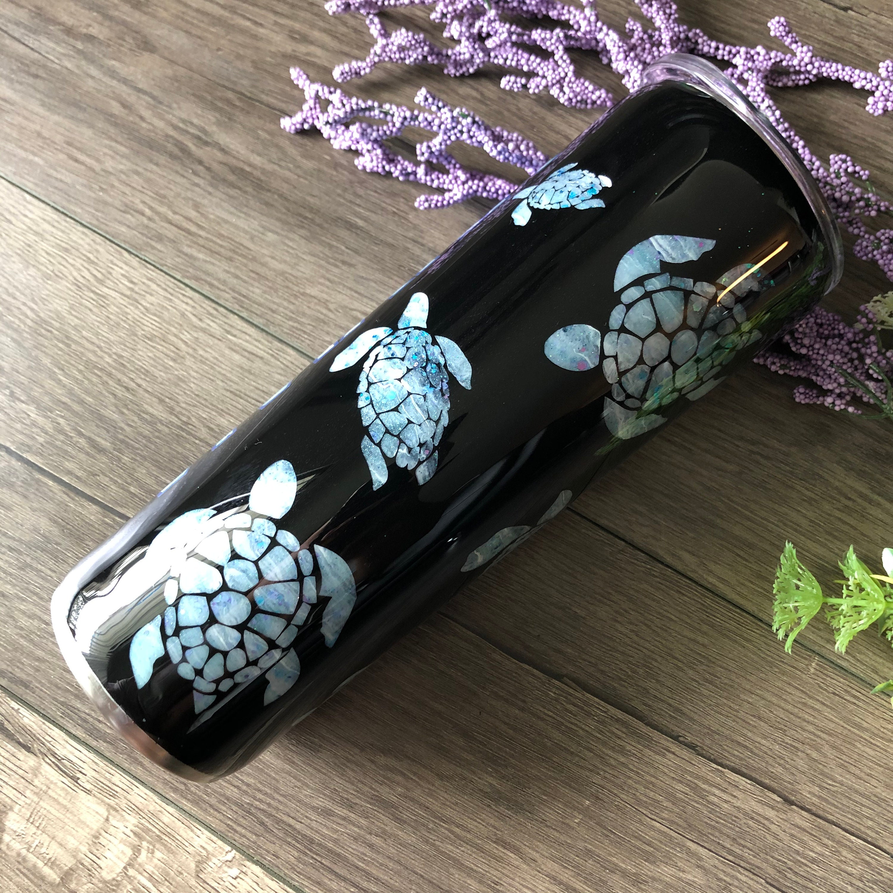 Turtle Glitter Tumbler / Sea Turtle Tumbler / Glitter Tumbler Etsy