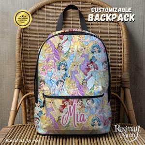 Disney Princesses Backpack, Pink Backpack for girls, Disney Backpack, Disney Bag, Disney School Bag, Customizable Backpack, Kids Backpack