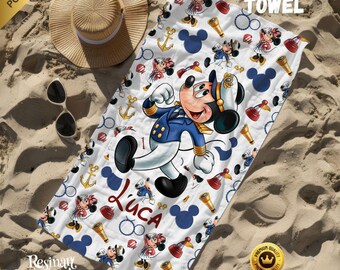 Disney Cruise-strandlaken, gepersonaliseerd nautisch katoen, handdoek met capuchon voor kinderen