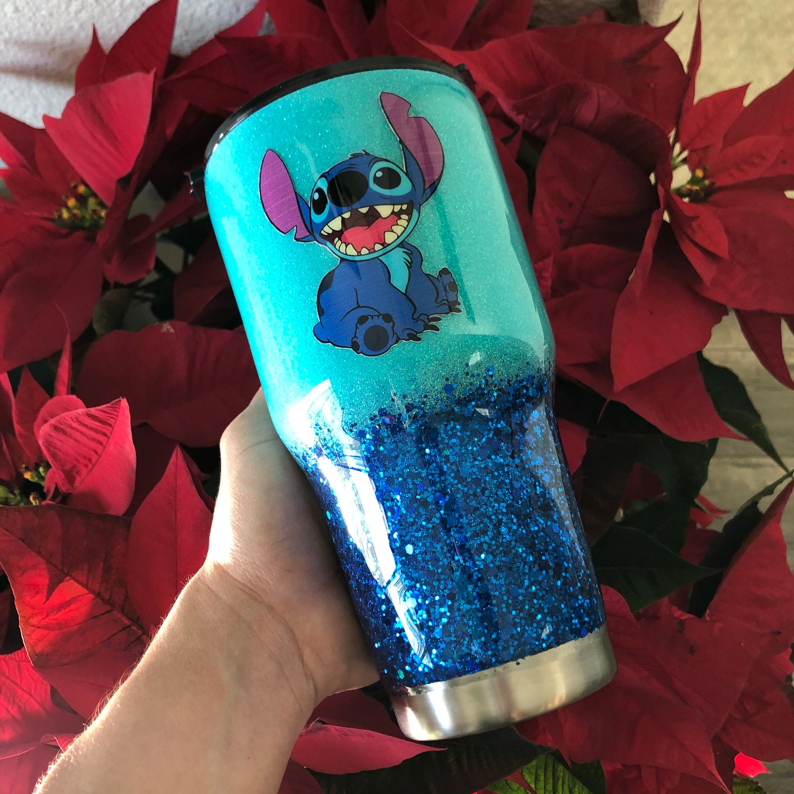 Stitch Glitter Tumbler / Disney Glitter Tumbler / Mickey and Etsy