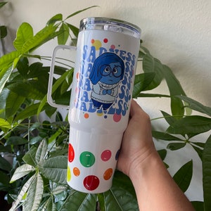 Inside Out Tumbler, Sadness Cup, Disney Tumbler, Disney Cup with Straw, Disney Tumbler with Handle, Custom Cup