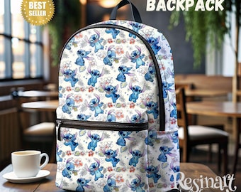Mochila Disney Stitch personalizable, bolso de viaje escolar