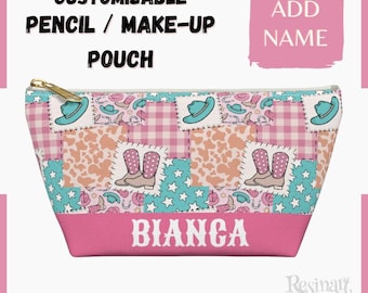 Customizable Western Makeup Pouch: Cowgirl Travel Bag