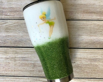 Tinkerbell Glitter Tumbler / Disney Glitter Tumbler / Mickey and Minnie Glitter Tumbler / Custom Cup