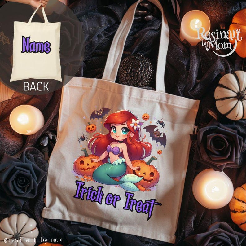 Personalized Ariel Halloween Treat Bag: Little Mermaid Tote image 1