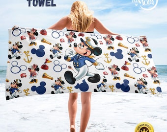 Toalla de playa Disney Cruise, Mickey Mouse náutico, toalla de vacaciones personalizada