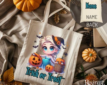 Personalized Elsa Halloween Candy Bag: Frozen Princess Trick or Treat Tote