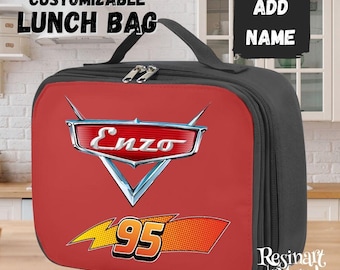 Lancheira personalizável Disney Cars, bolsa térmica escolar Pixar