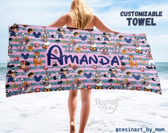 Disney Cruise strandhandduk, personlig nautisk barnhandduk med huva