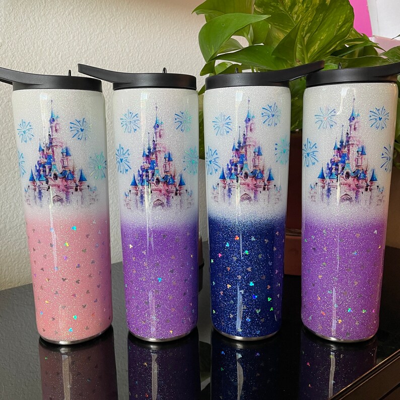 Disney Castle Glitter Tumbler / Disney Glitter Tumbler / Etsy