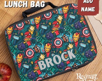 Avengers Insulated Lunch Bag, Superhero School Lunch Box, Customizable