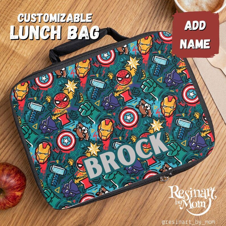 Avengers Insulated Lunch Bag, Superhero School Lunch Box, Customizable