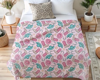 Manta vaquera personalizable: decoración infantil de rodeo occidental