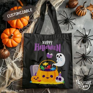 Pumpkin Candy Bag for Kids – Reusable Trick or Treat Bag with Cute Halloween Design – Personalized Tote Bag for Kids, Halloween Gift
