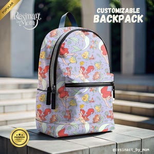 Little Mermaid Backpack, Disney Princess Backpack, Mermaid Bookbag, Backpack for Girls, Mermaid Bag, School Bag, Customizable Backpack