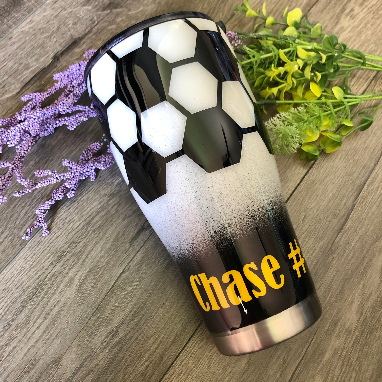 Soccer Tumbler / Black Tumbler / Custom Cup Etsy