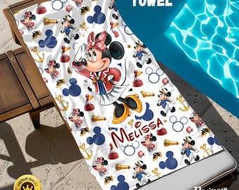 Disney Cruise Beach Towel, Personalized Vacation Keepsake
