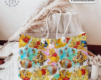 Weekender Tote Bag – Large Travel Bag | Disney Inspired Bag | Cute Honey Bear Tote | Beach Bag Gift for Her