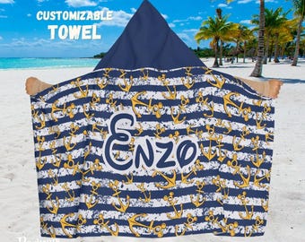 Disney Cruise strandhandduk med huva, personlig nautisk barnhandduk