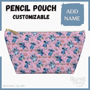 Blue Alien Pencil Pouch, Stitch Pencil Pouch for kids, Disney Pouch, Disney School Bag, Customizable Pencil Bag