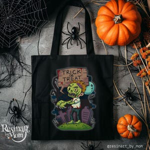 Zombie Candy Bag for Kids – Reusable Trick or Treat Bag with Cute Halloween Design – Personalized Tote Bag for Kids, Halloween Gift