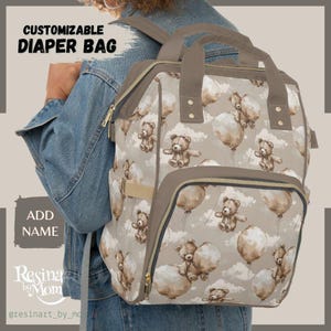 Teddy Bear Diaper Bag, Baby Shower Gift, Nursery Must-Have Neutral Baby Shower Gift, Custom Baby Diaper Bag