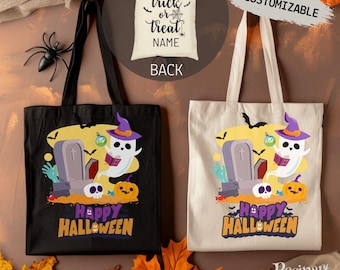 Bolsa de Halloween personalizada: bolsa de dulces para niños con dulces o trucos