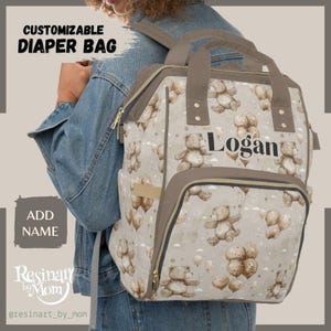 Teddy Bear Diaper Bag, Baby Shower Gift, Nursery Must-Have Neutral Baby Shower Gift, Custom Baby Diaper Bag