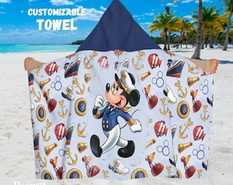 Disney Cruises handduk med huva, personlig strandhandduk för barn