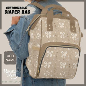 Boho Coquette Diaper Bag Backpack: Pastel Bows & Insulated Pockets