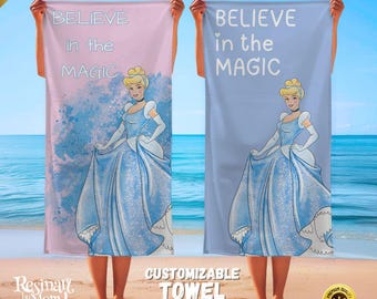 Personalized Cinderella Beach Towel, Disney Princess Gift