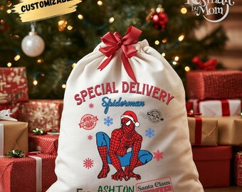 Personalized Spiderman Santa Sack | Reusable Christmas Gift Bag