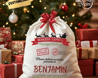 パーソナライズされた北極サンタサック、大きなクリスマスギフトバッグ
