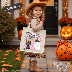 Halloween Candy Bag for Kids – Reusable Trick or Treat Bag with Cute Halloween Design – Personalized Tote Bag for Kids, Halloween Gift