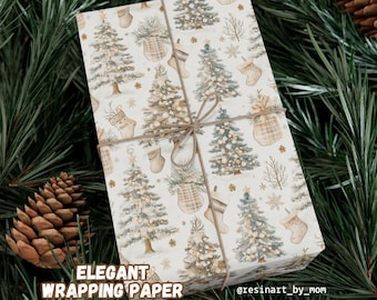 Elegant Christmas Wrapping Paper, Vintage Gift Wrap, Gift Wrapping Paper, Custom Gift Wrap for Holidays