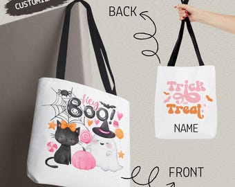 Borsa tote personalizzata per bambini di Halloween - Design fantasma e zucca