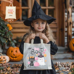 Halloween Candy Bag for Kids – Reusable Trick or Treat Bag with Cute Halloween Design – Personalized Tote Bag for Kids, Halloween Gift
