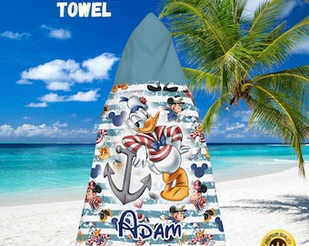 Disney Cruise strandhandduk med huva, personlig sommarhandduk