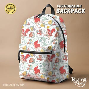 Little Mermaid Backpack, Disney Princess Backpack, Mermaid Bookbag, Backpack for Girls, Mermaid Bag, School Bag, Customizable Backpack