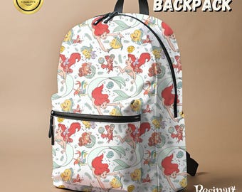 Zaino della Sirenetta, zaino della Principessa Disney Ariel, borsa scolastica personalizzabile